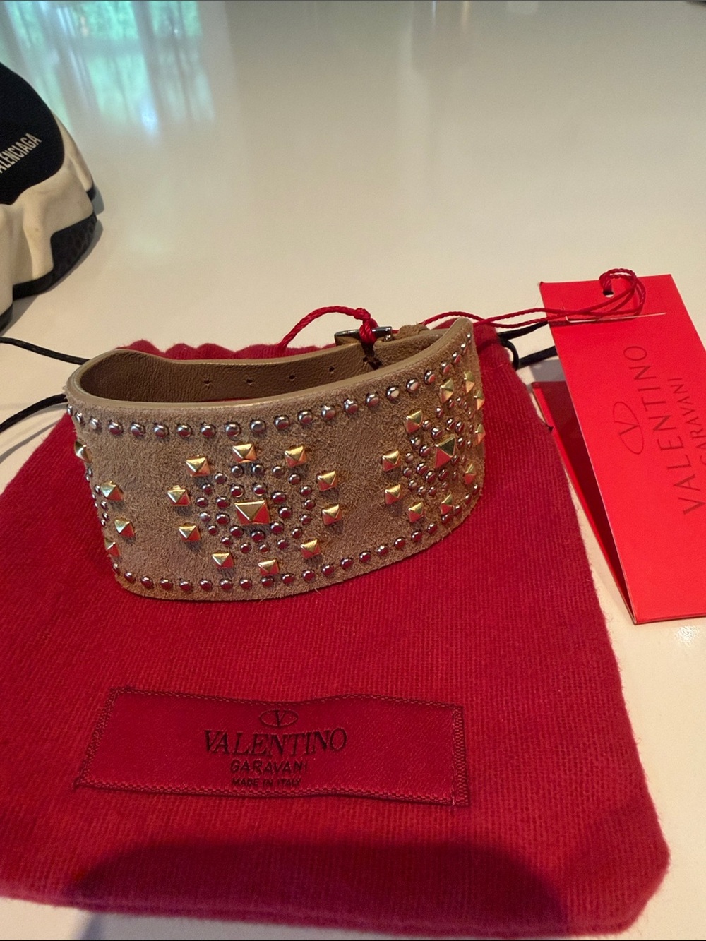 Valentino Studded Suede bracelet - Tan
